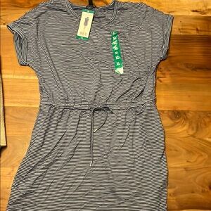 Hilary Radley Navy and White Striped Top